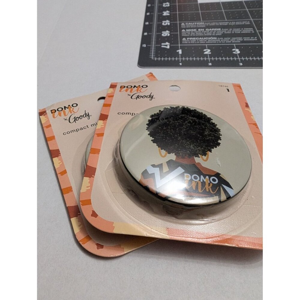 Goody Domo Ink Domonique Brown Afro African Girl‎ compact mirror lot 2 sealed